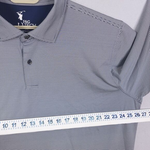 F&G Tech Polo Shirt Men Size 2XL Short Sleeve Stripped Golf Performance Collared - Picture 4 of 11